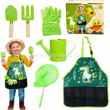 Isunpro Children Gardening Set Kid's Gardening Gift Apron Kettle for Kids Fishing Net Child Outdoor Gardening Set